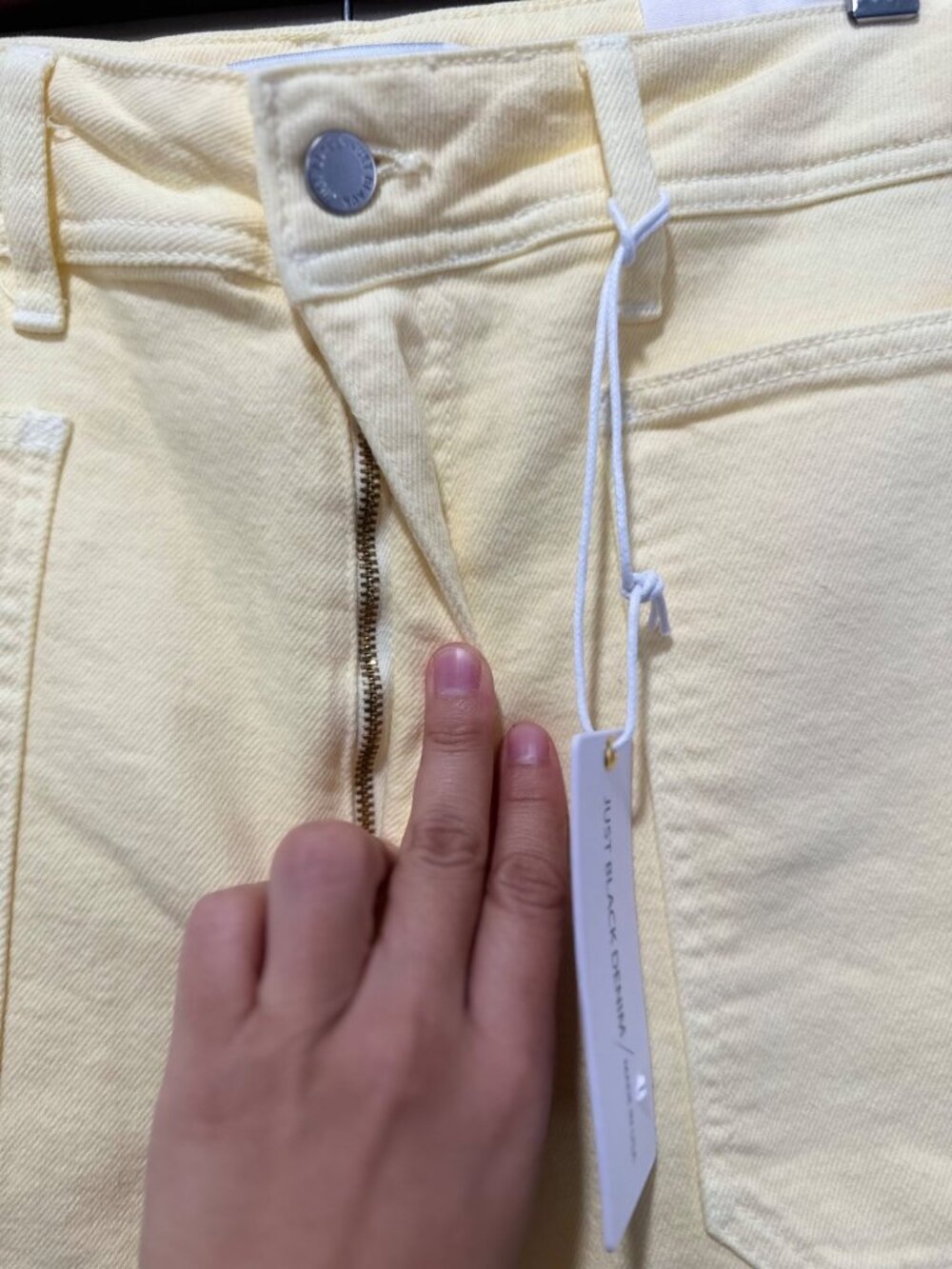 Just Black Denim Utility Wide Leg Jeans Womens 31 Pastel Yellow High Rise USA - Picture 9 of 15
